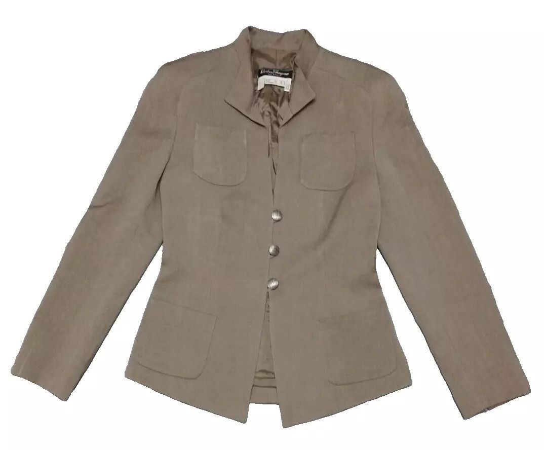 Salvatore Ferragamo SALVATORE FERRAGAMO Women Long Sleeve Vtg Tan Jacket Size M / US 6-8 / IT 42-44 - 1 Thumbnail