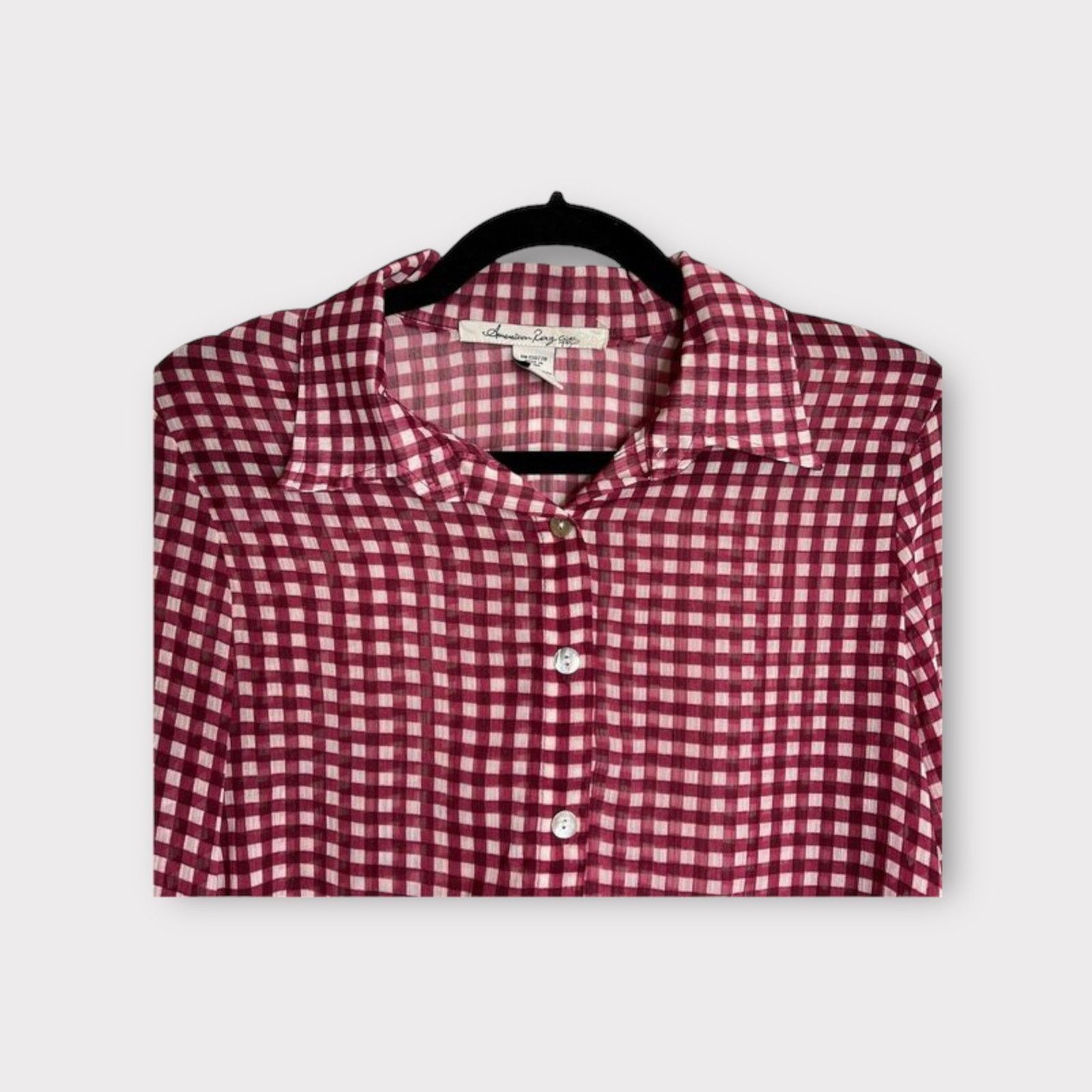 American Rag American Rag | Roll Tab Sleeve Hi Low Sheer Plaid Blouse | S Size S / US 4 / IT 40 - 9 Thumbnail