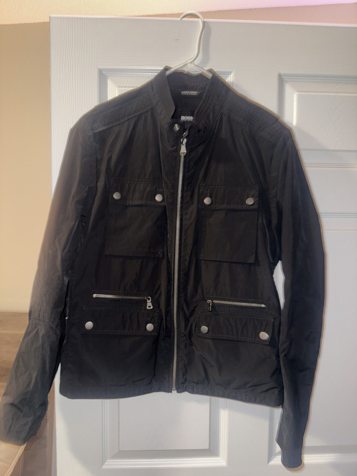 Hugo Boss Hugo Boss Men’s Black Utility Moto Jacket | 42R US (Large) Size US L / EU 52-54 / 3 - 1 Thumbnail