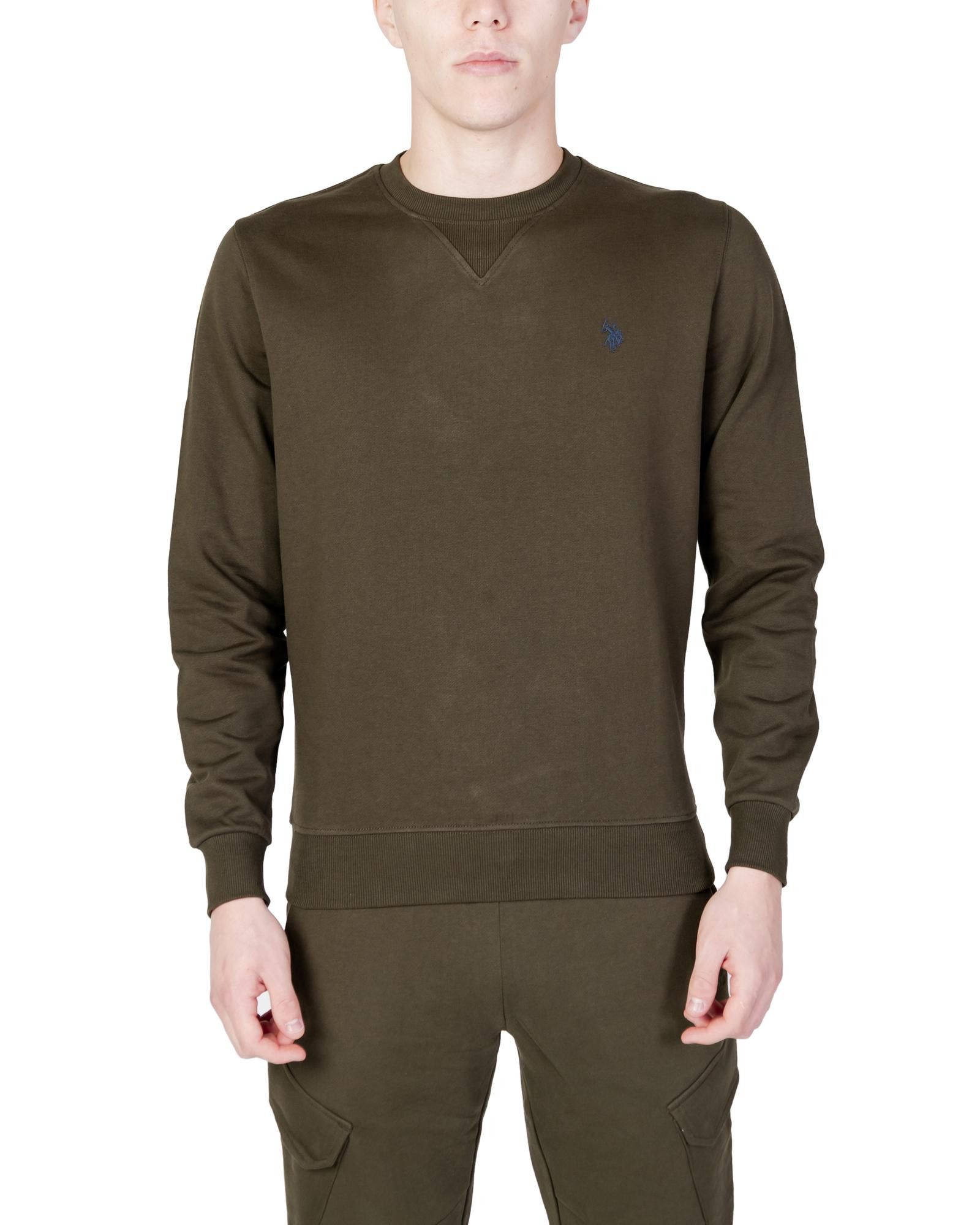 Image of U S Polo Assn Cotton Round Neck Sweatshirt in Brown, Men's (Size 2XL)