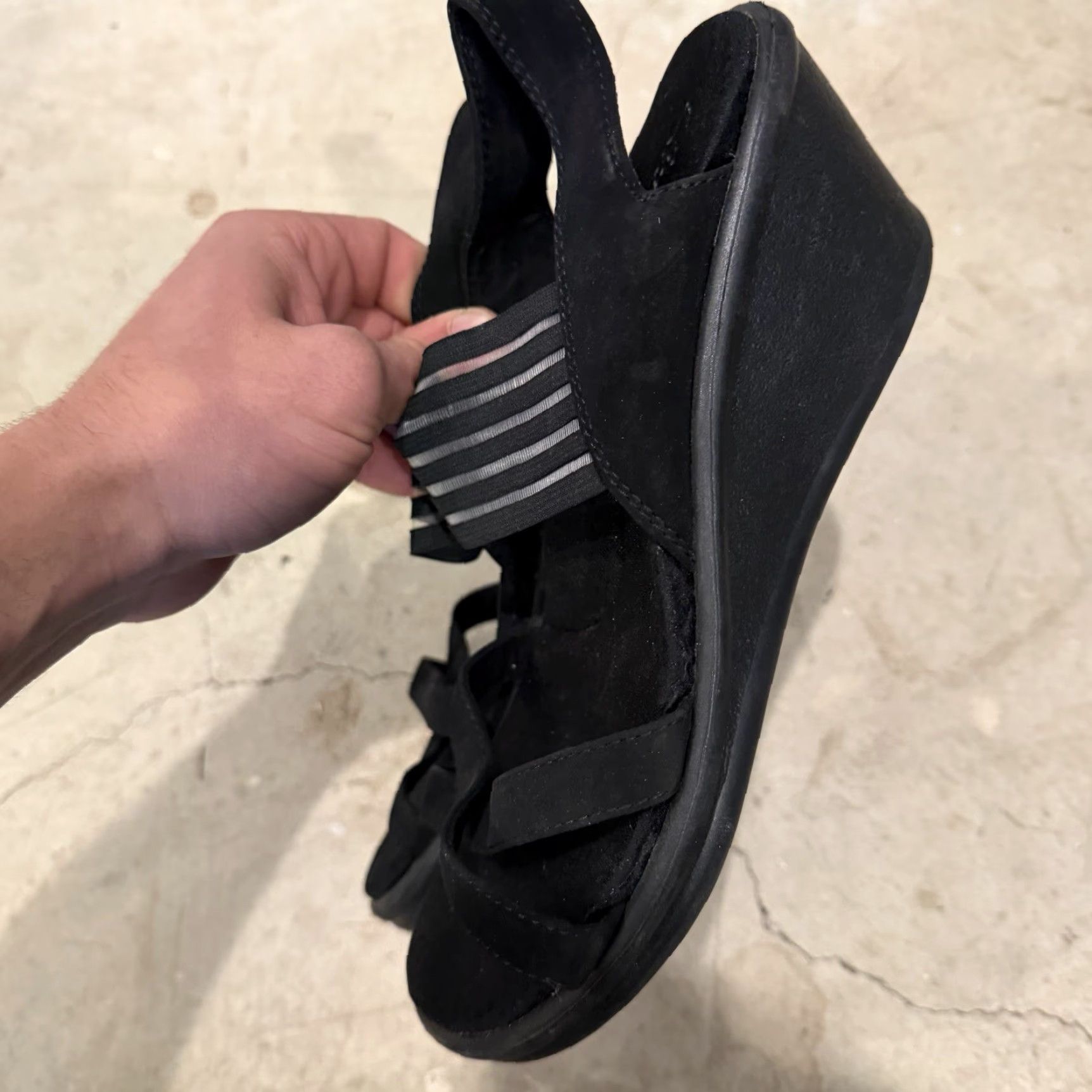 SKECHERS SKECHERS Black Wedge Sandals 31597 Rumble On Day Flirt Strappy Flip Flop Size 9 Womens Size US 6 / IT 36 - 6 Thumbnail