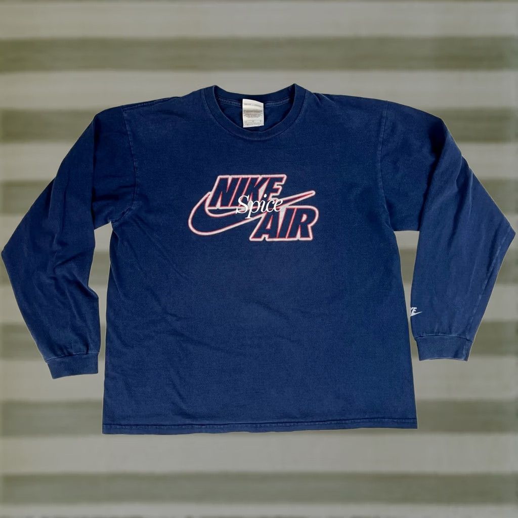 Nike VINTAGE Nike Air Spice Long Sleeve T-Shirt Mens Size M Navy 90s Embroidered Cotton Shirt Size US M / EU 48-50 / 2 - 1 Thumbnail