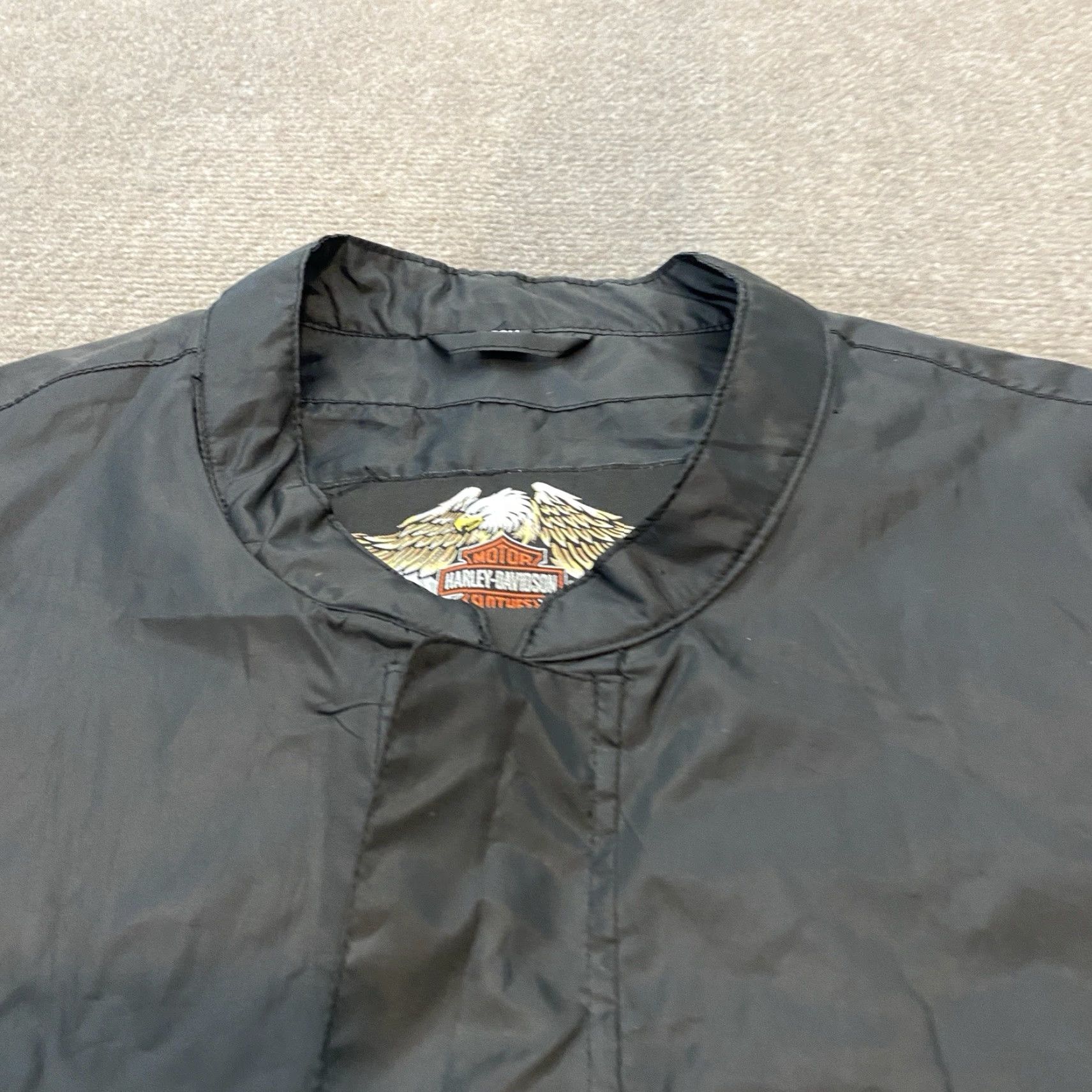 Harley Davidson Harley-Davidson Bomber Jacket Motorcycle Mens XL Tall Zip Pockets Black Lightweight? Size US XL / EU 56 / 4 - 2 Thumbnail