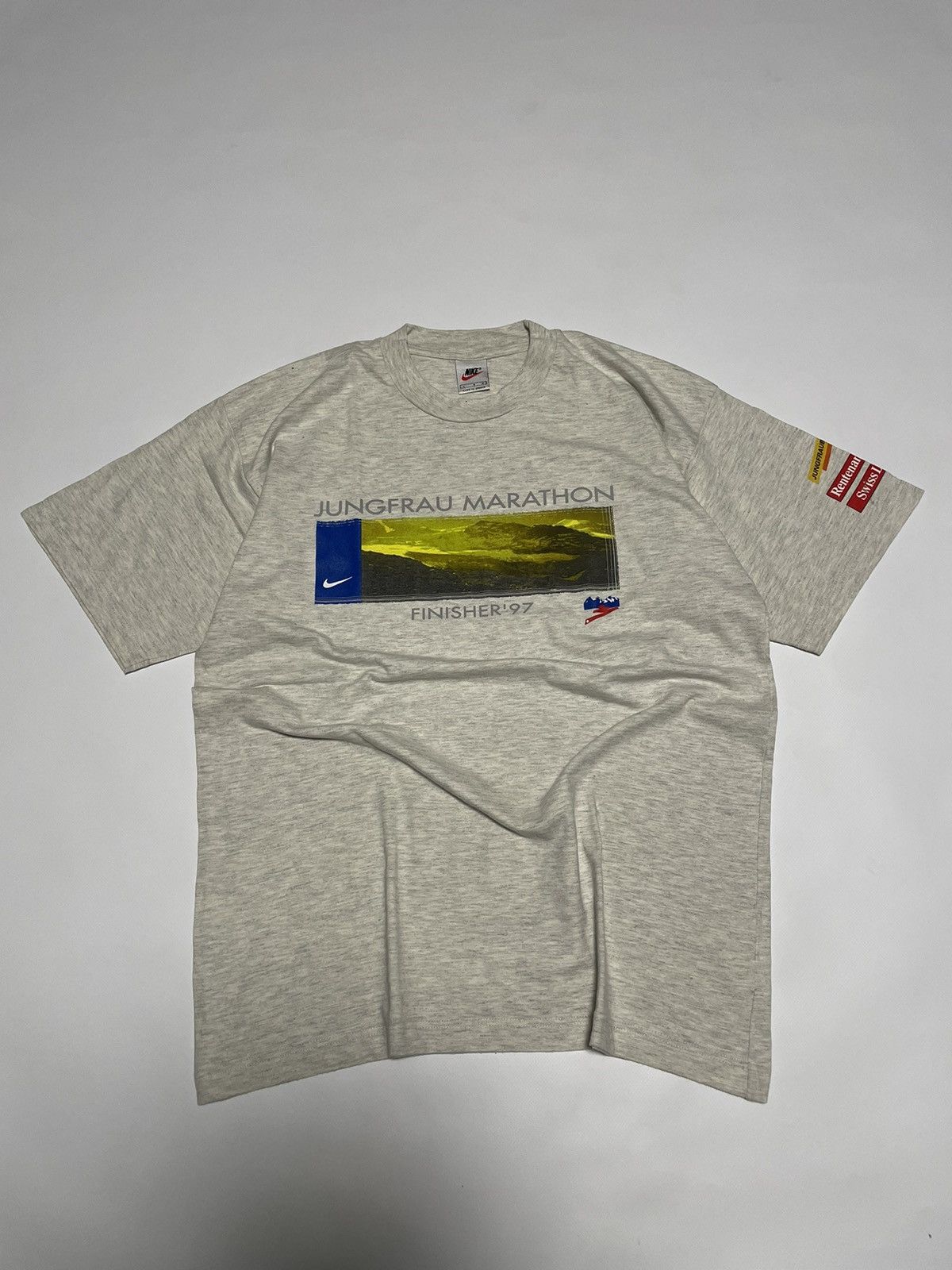 Nike × Vintage Nike 1997 Finisher Jungfrau Marathon Vintage Men's T-Shirt Size US L / EU 52-54 / 3 - 1 Thumbnail