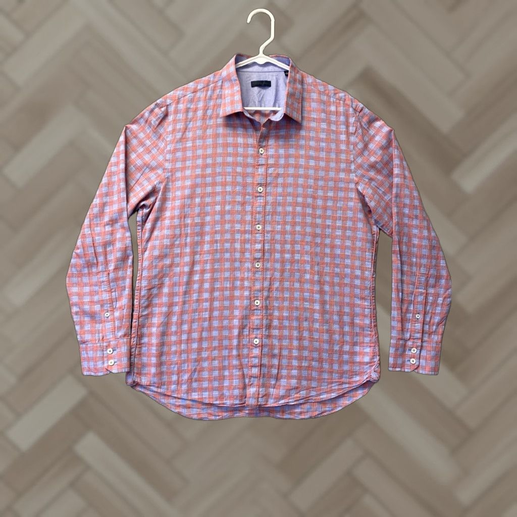 Pinko VINTAGE Zachary Prell Shirt Men L Pink Blue Plaid Cotton Long Sleeve Button-Up Size US L / EU 52-54 / 3 - 1 Thumbnail