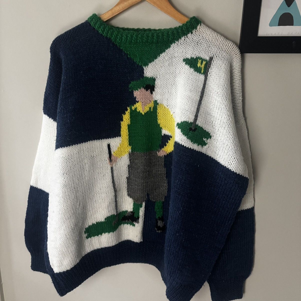 Vintage 1970s Handknit Grandpa Golf Sweater Size US L / EU 52-54 / 3 - 1 Thumbnail