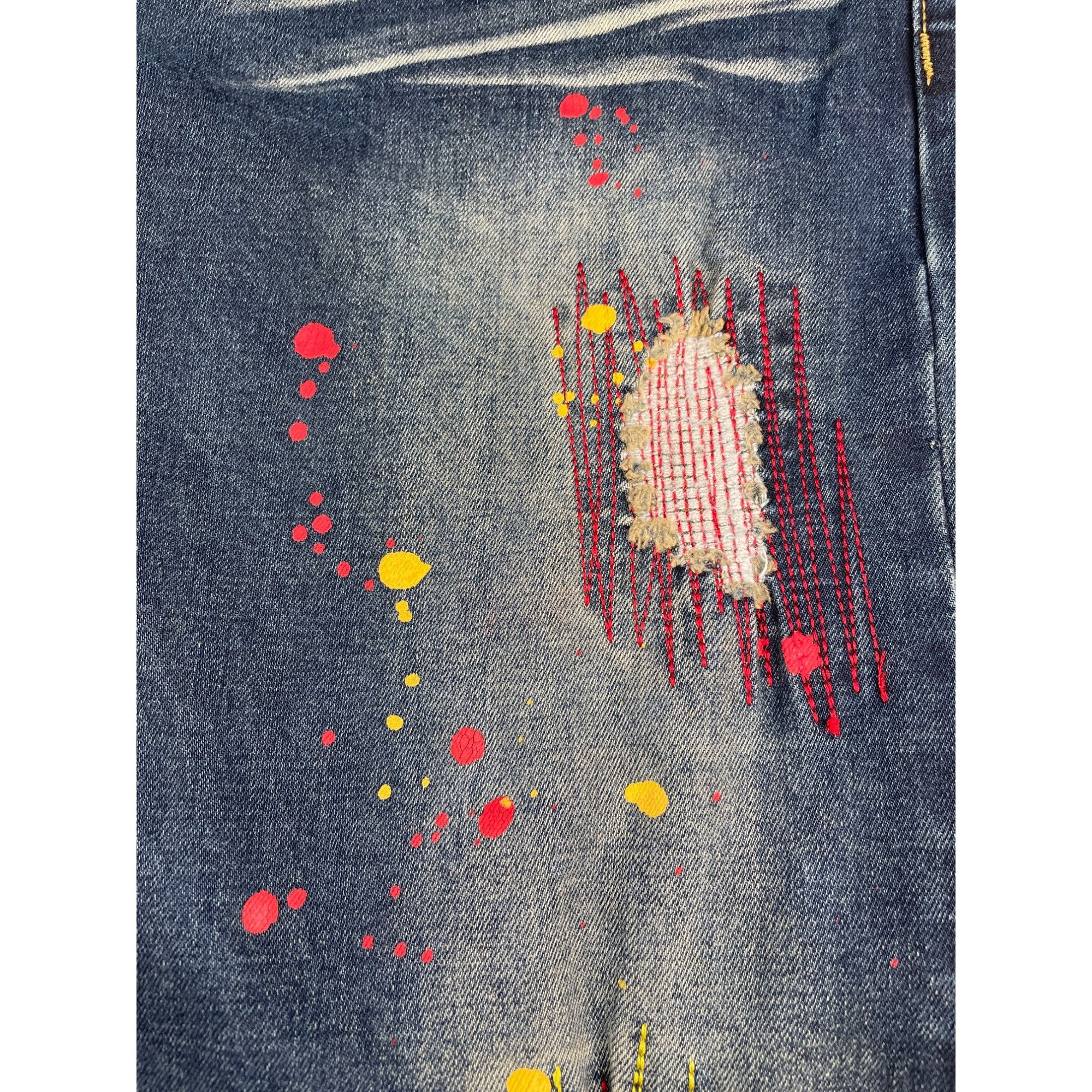 Other Switch Remarkable Men's Blue paint splatter Jeans/ Slim Tape Size US 34 / EU 50 - 4 Thumbnail