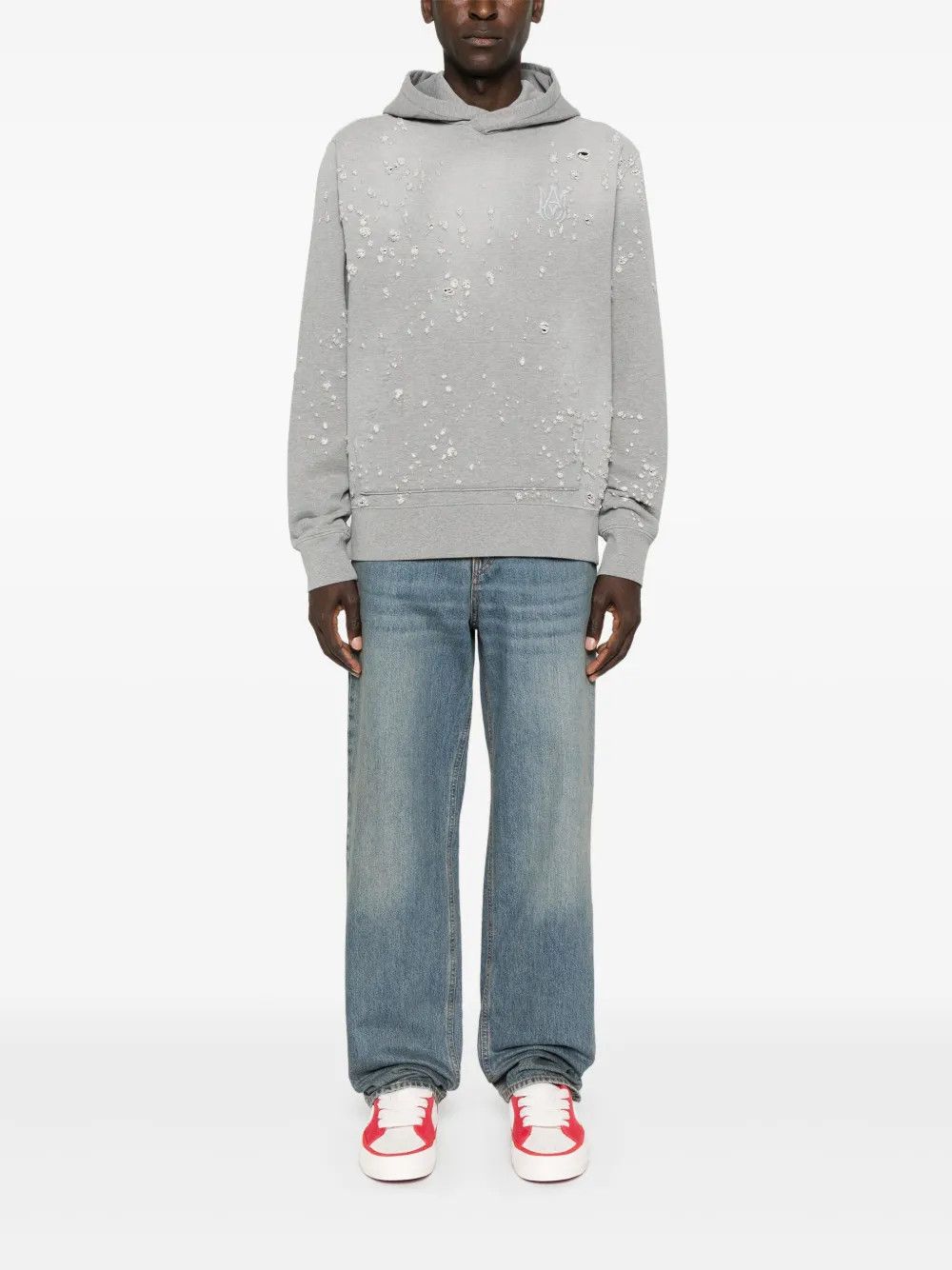 Amiri o1h1sh10525 Ma Shotgun Embroidered Hoodie in Light Grey Size US S / EU 44-46 / 1 - 2 Thumbnail