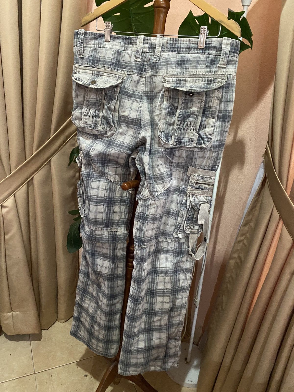 Japanese Brand Vintage Y2K Just Design Plaid Multi-Pocket Utility Style” Size US 36 / EU 52 - 10 Thumbnail