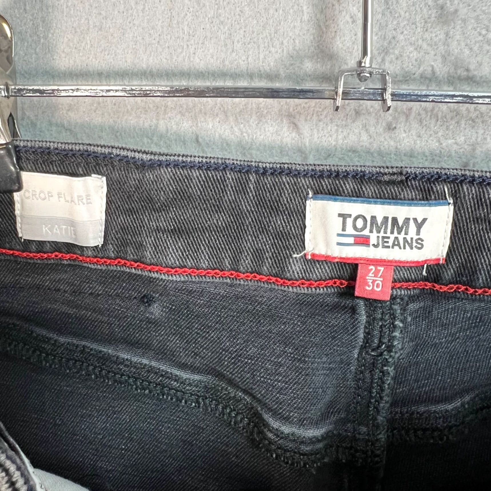 Tommy Hilfiger Tommy Jeans Black Crop Flare Denim Jeans Womens Size 27 Frayed Hem Size 27" / US 4 / IT 40 - 3 Thumbnail
