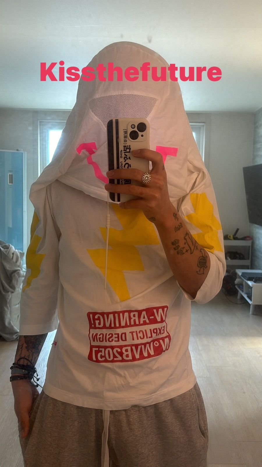 image of W Lt Walter Van Beirendonck x Walter Van Beirendonck W&lt Kiss The Future Mask Tee in White (Size S