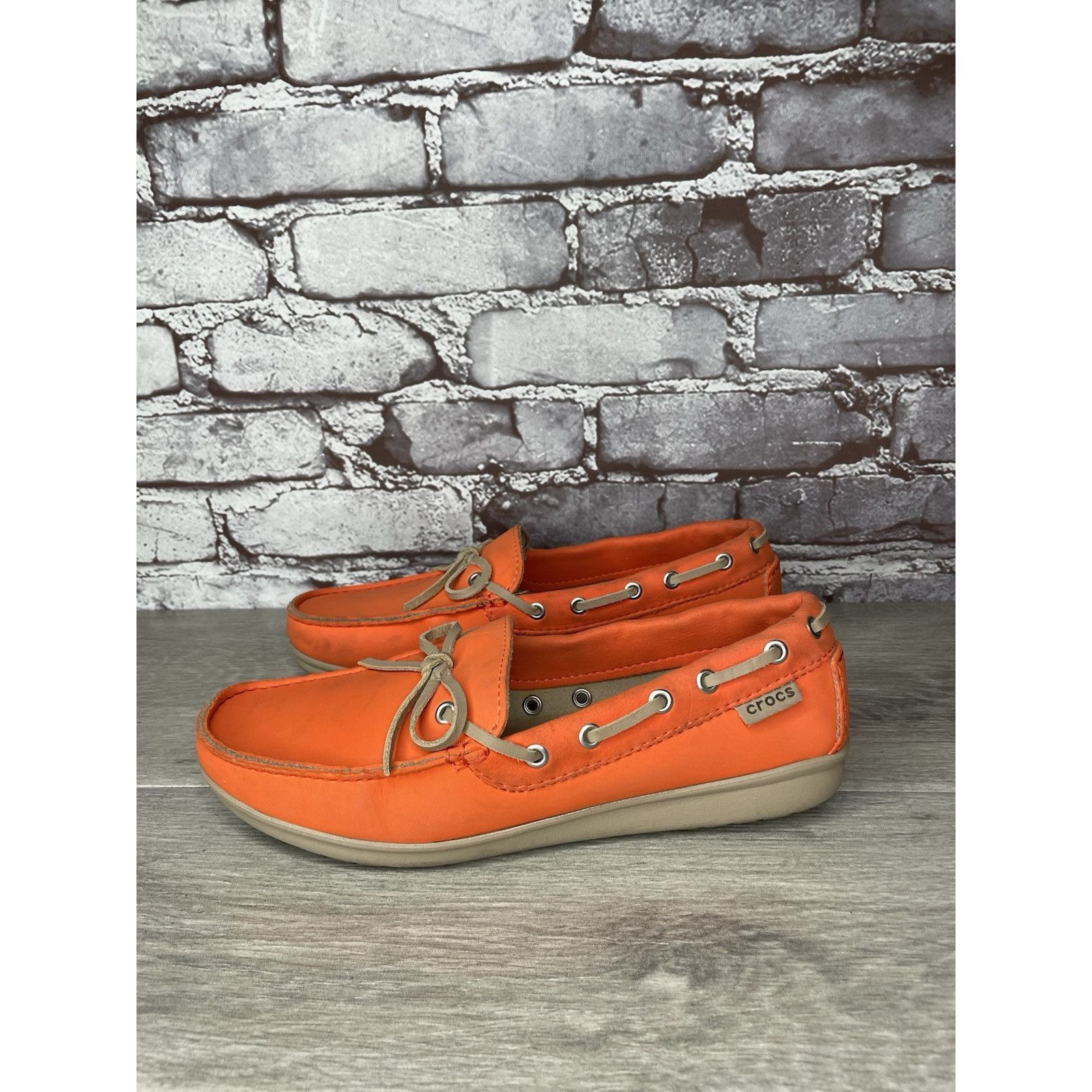 Crocs CROCS Beach Line Orange Synthetic Slip on Boat Loafers Women Size US 8 / IT 38 - 12 Thumbnail