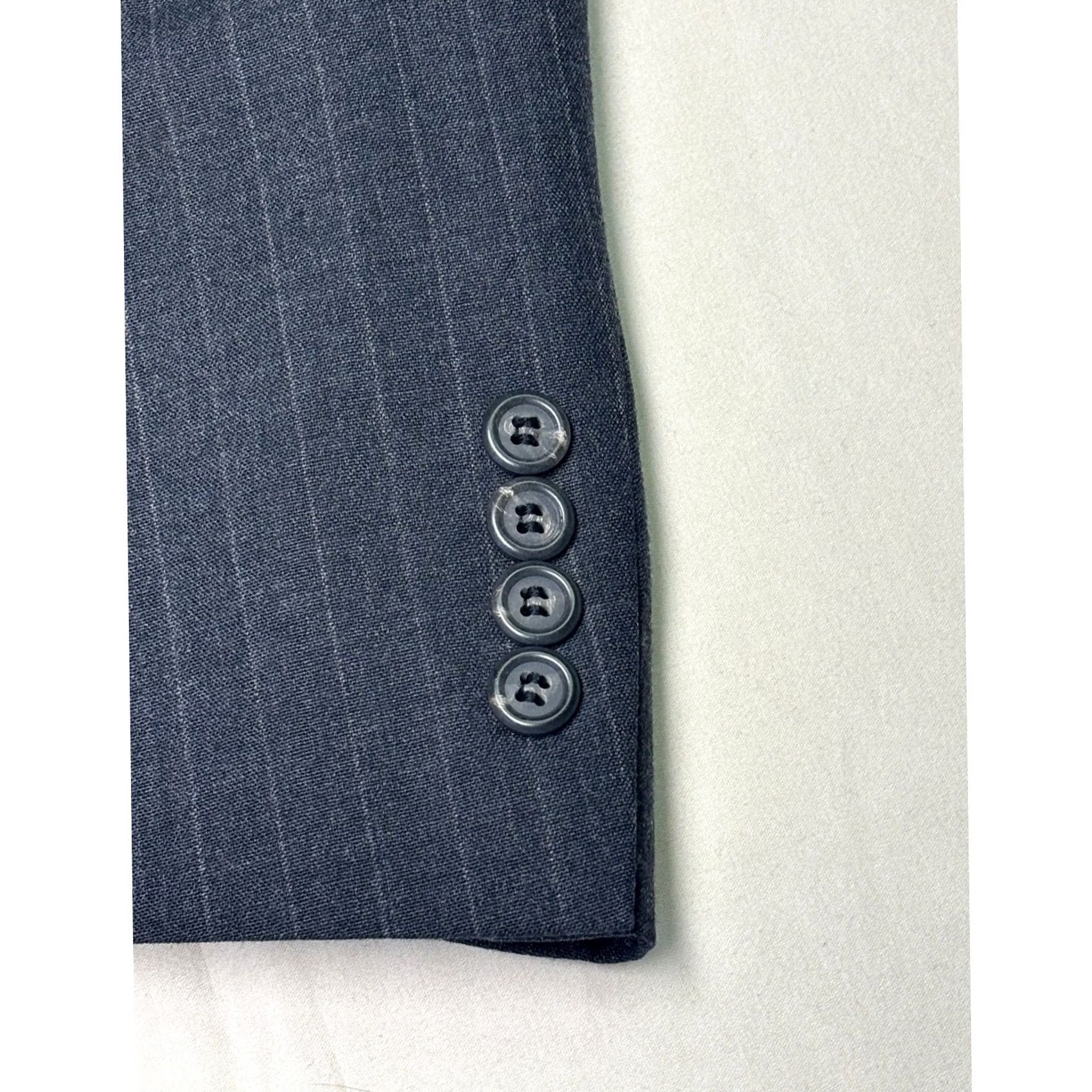 Vintage Polo University Club by Ralph Lauren Suit Mens 2 Piece Wool Pinstripe Gray Classic 3-Button Jacket Notch Lapel Fall Spring Winter Formal Business Mens Size US XL / EU 56 / 4 - 4 Thumbnail