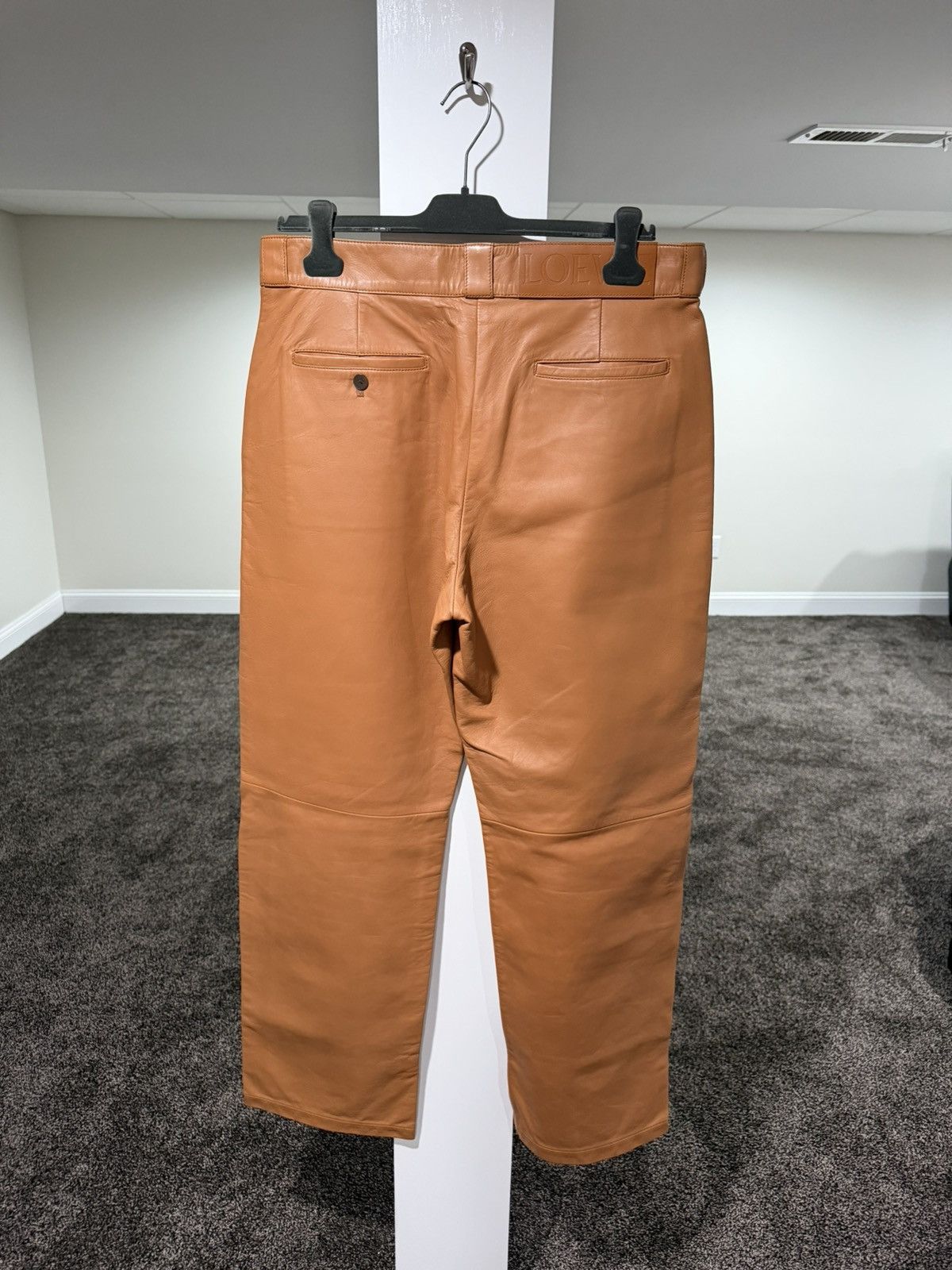 Loewe Loewe Pantalon Broncead Calfskin Leather Tan Trouser Pants Size US 33 - 2 Thumbnail