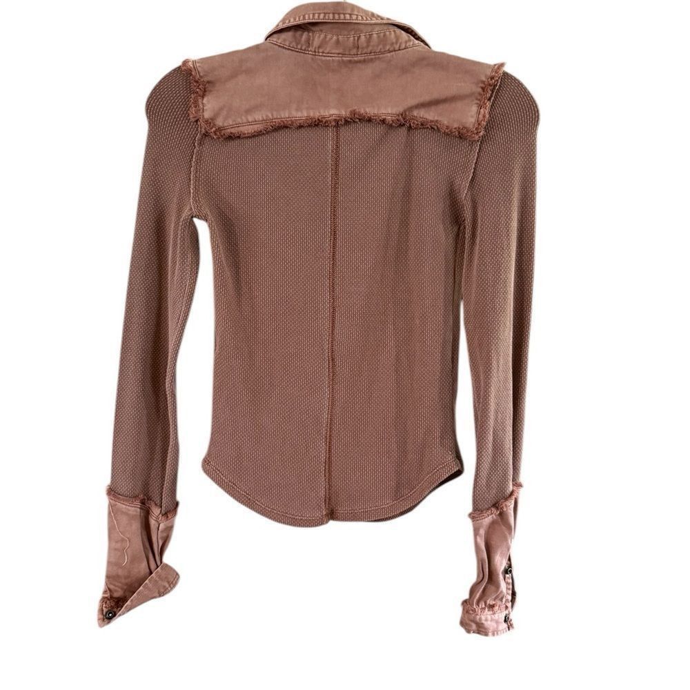 Free People We The Free Brown Fitted Ruffled Blouse Size XS / US 0-2 / IT 36-38 - 8 Thumbnail