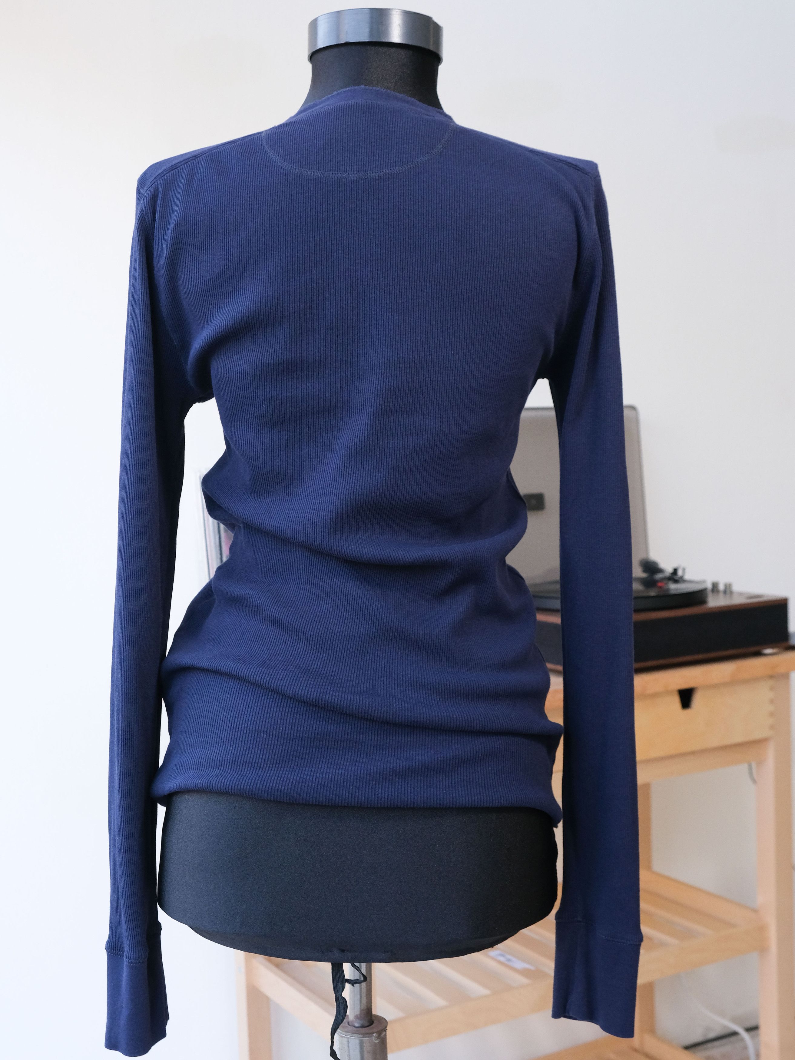 Polo Ralph Lauren Navy Ribbed Long Sleeve Henley Size L / US 10 / IT 46 - 2 Thumbnail