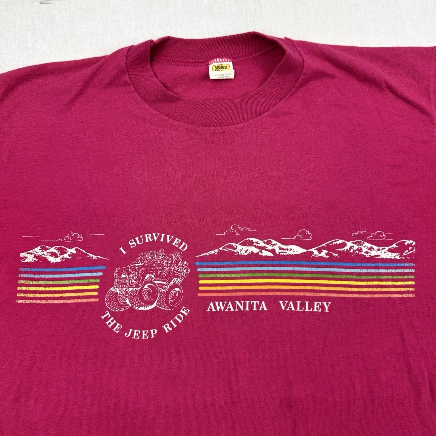 Velva Sheen VINTAGE Velva Sheen Rainbow T Shirt Adult Large 1980s Awanita Valley Jeep Ride Pink Mens Size US L / EU 52-54 / 3 - 5 Thumbnail