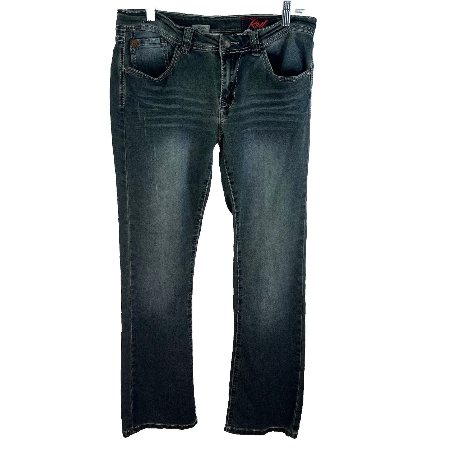 Vintage VINTAGE Red Label London Rose Royce Denim Jeans Womens 30 35X33 Blue Dark Wash Rhinestone Zipper Straight 5-Pocket Size 30" / US 8 / IT 44 - 2 Thumbnail