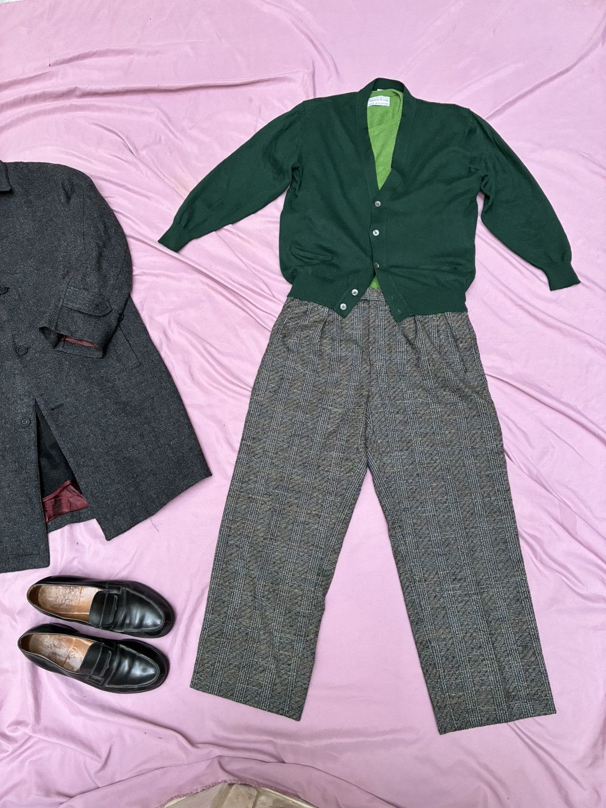 Other GREY ON BLUE PRINCE OF WALES DOUBLE PLEATED WOOL TROUSERS Size 40R - 3 Thumbnail