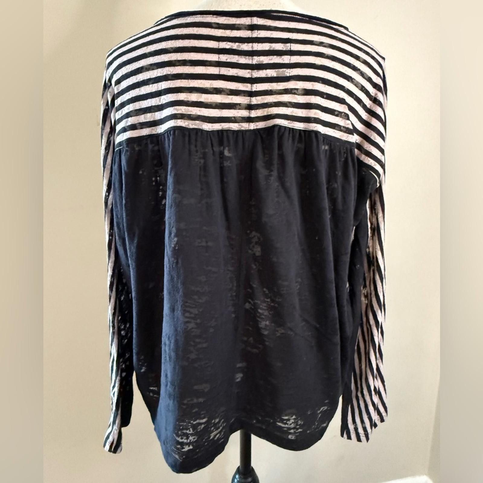 Other Anthropologie striped top mixed media lagenlook SZ SM Size S / US 4 / IT 40 - 4 Thumbnail