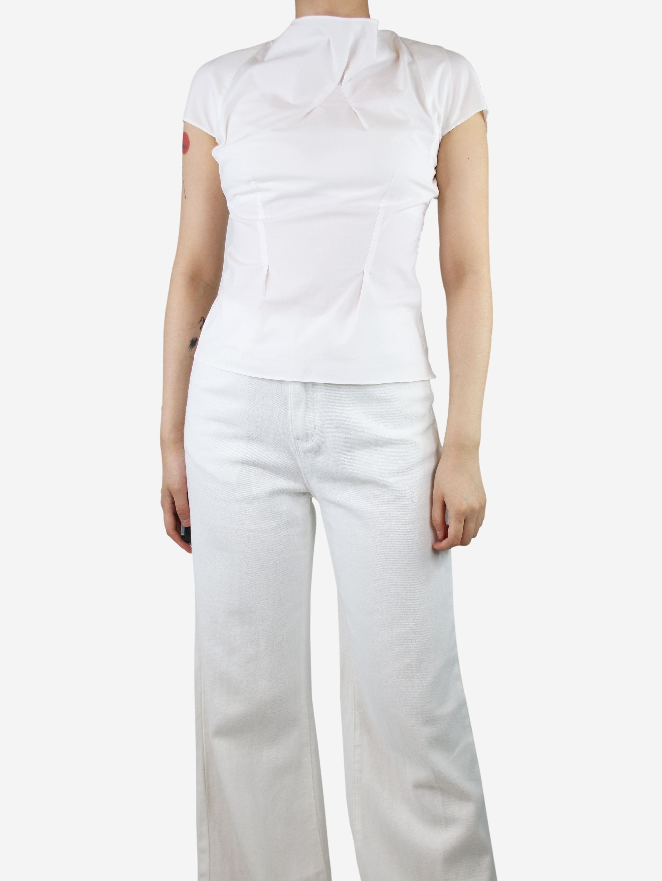 image of Roland Mouret White Cotton Top - Size Uk 8, Women's