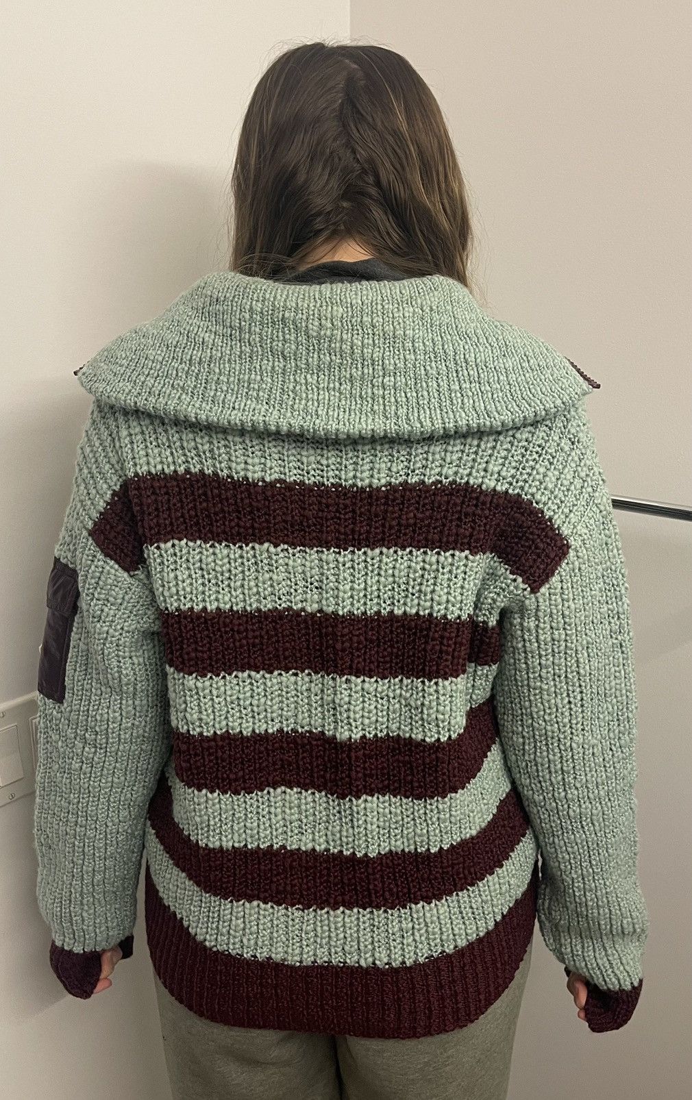 Moncler Moncler Women's Turtleneck Two-Toned Striped Back Cardigan Size S / US 4 / IT 40 - 4 Thumbnail
