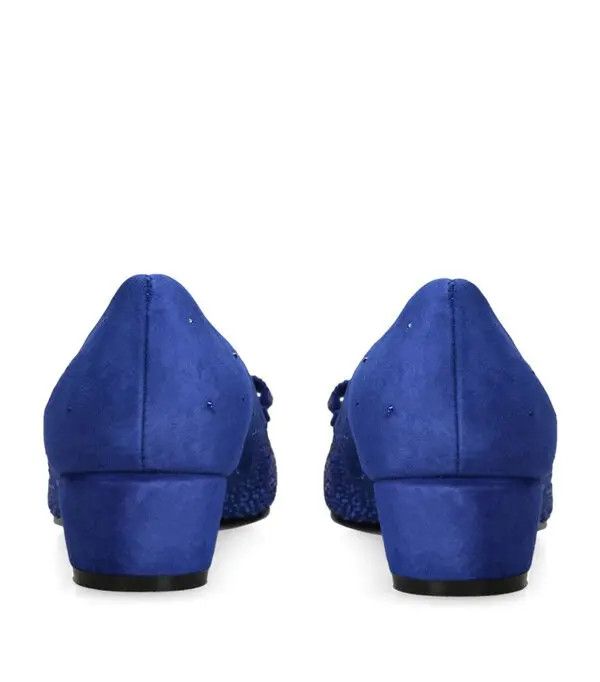 Salvatore Ferragamo o1s1rm1224 Vara Bow Embellished Pumps in Blue Size US 7.5 / IT 37.5 - 4 Thumbnail