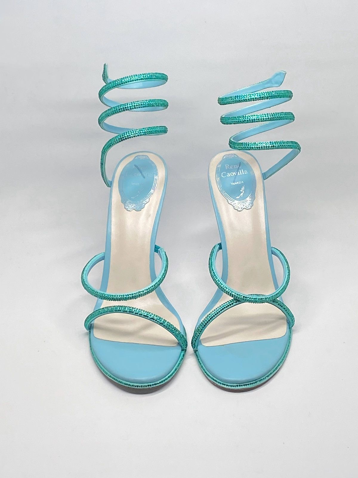 Rene Caovilla Rene Caovilla Blue Cleo Sandal With Crystals 105 size 40 Size US 10 / IT 40 - 4 Thumbnail