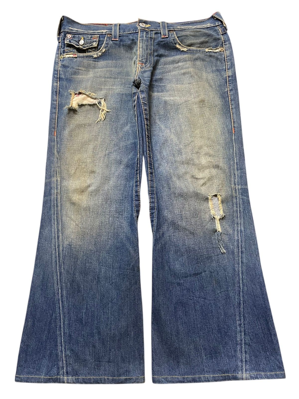 True Religion Vintage Usa True Religion Mud Wash Distress Spiral Leg Baggy Size US 38 / EU 54 - 1 Thumbnail