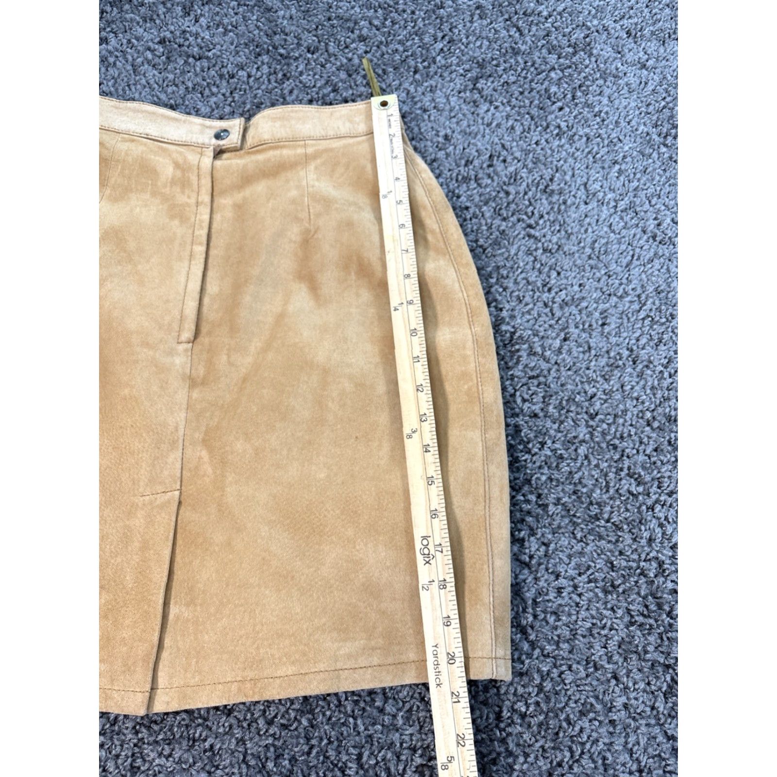 Vintage VINTAGE Micki Leather Skirt Womens Size 8 Midi Suede 80s Royal Beige Blue Pencil Straight Skirt Womens Mens? Size 30" / US 8 / IT 44 - 2 Thumbnail
