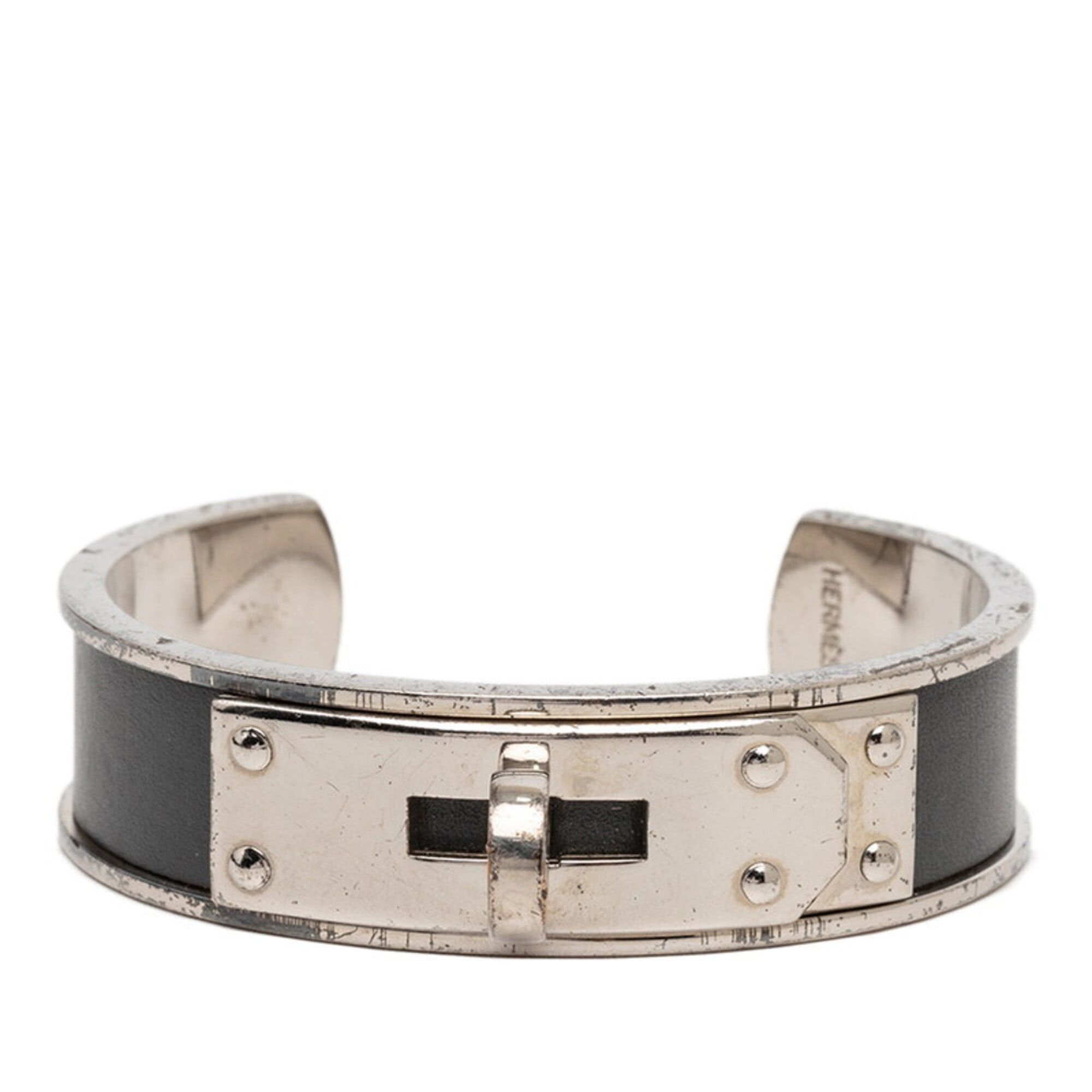 Hermes Hermes Kelly Bangle, Silver and Gray Metal Leather Bangle for Women Size ONE SIZE - 1 Thumbnail