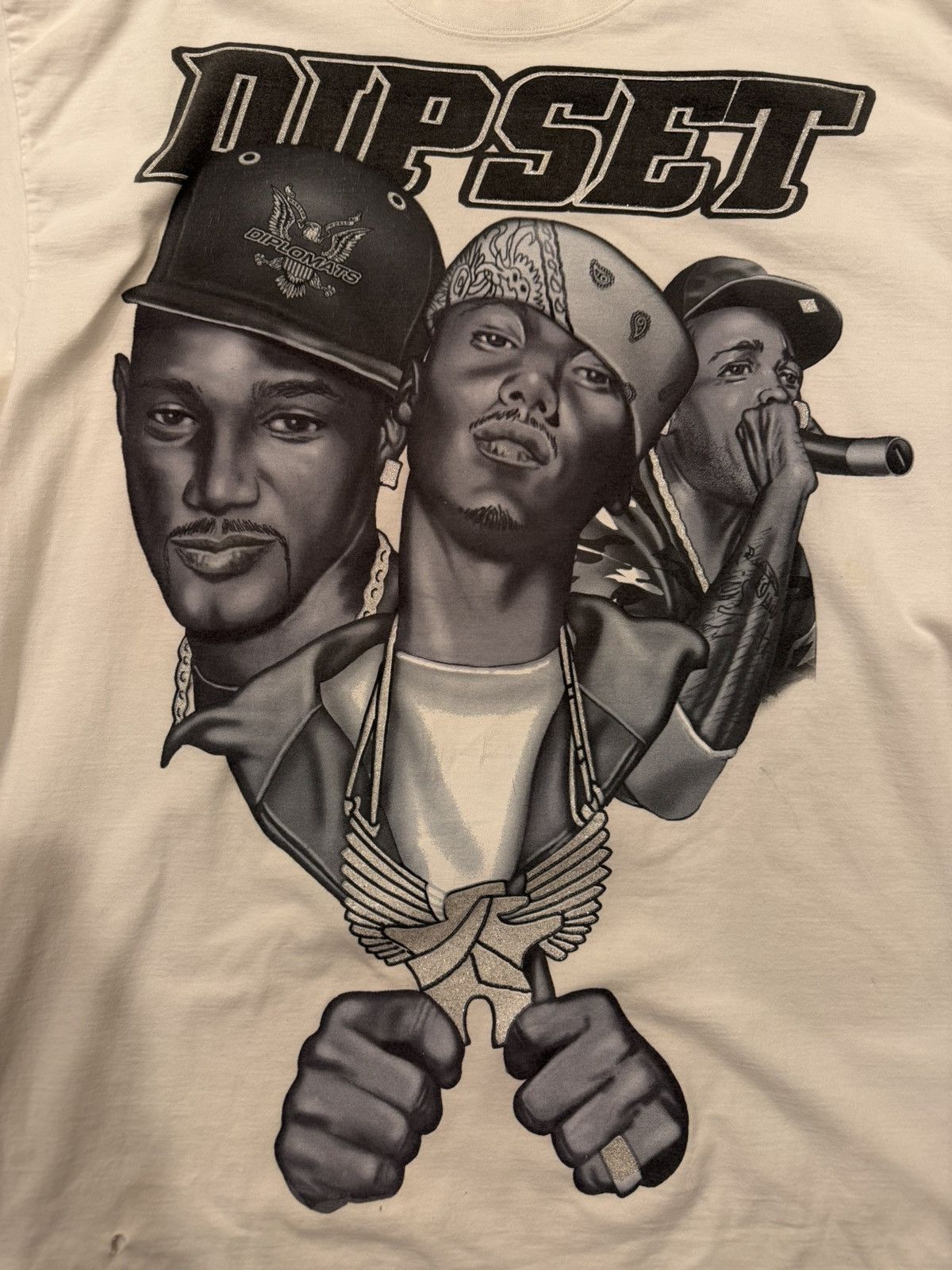 Vintage Vintage Dipset Cam’ron Juelz Jim Jones Writer White T-Shirt Size US XXL / EU 58 / 5 - 5 Thumbnail