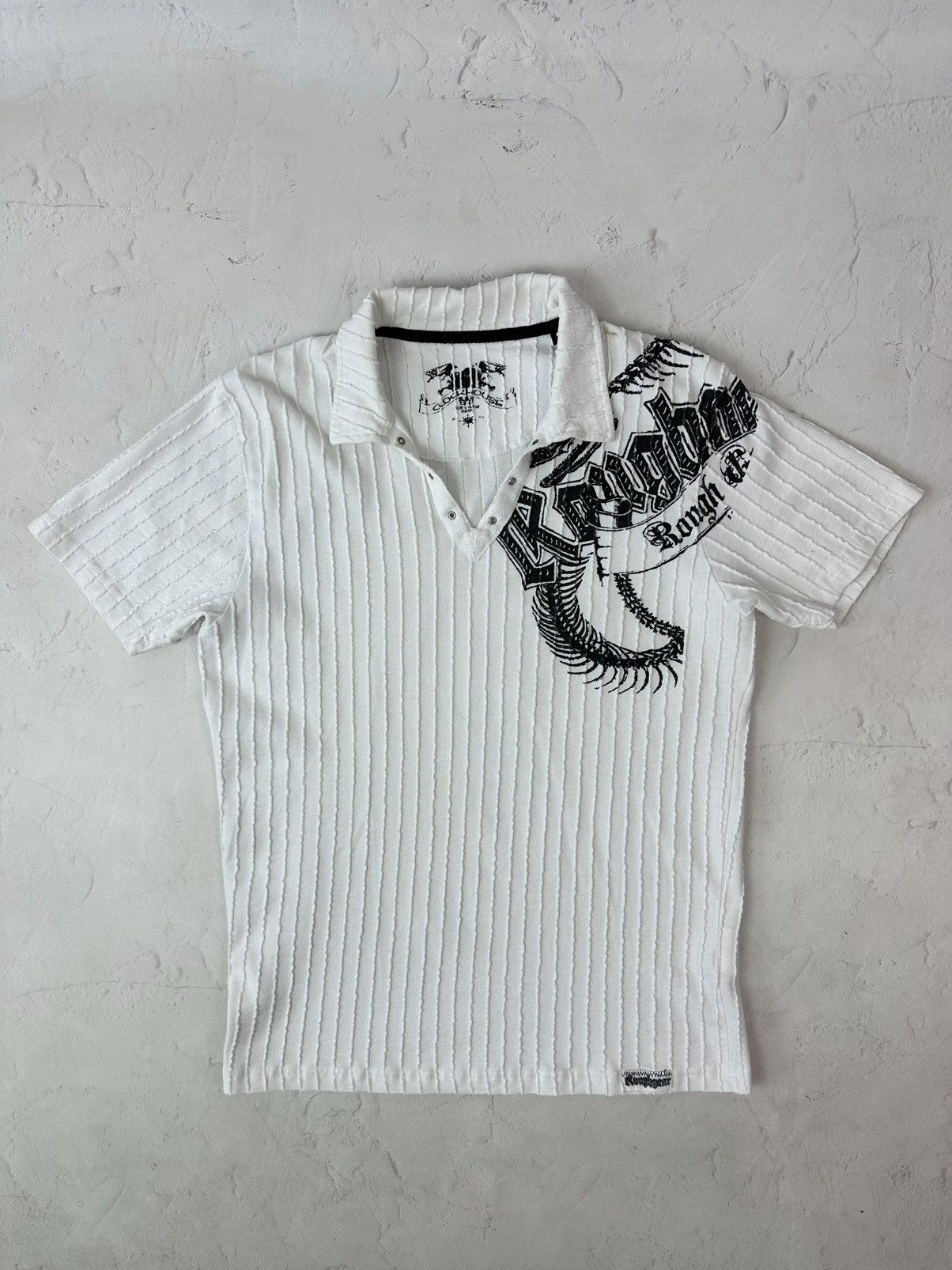 Vintage Vintage Ribbed Printed White Short Sleeve Polo Size US S / EU 44-46 / 1 - 1 Thumbnail