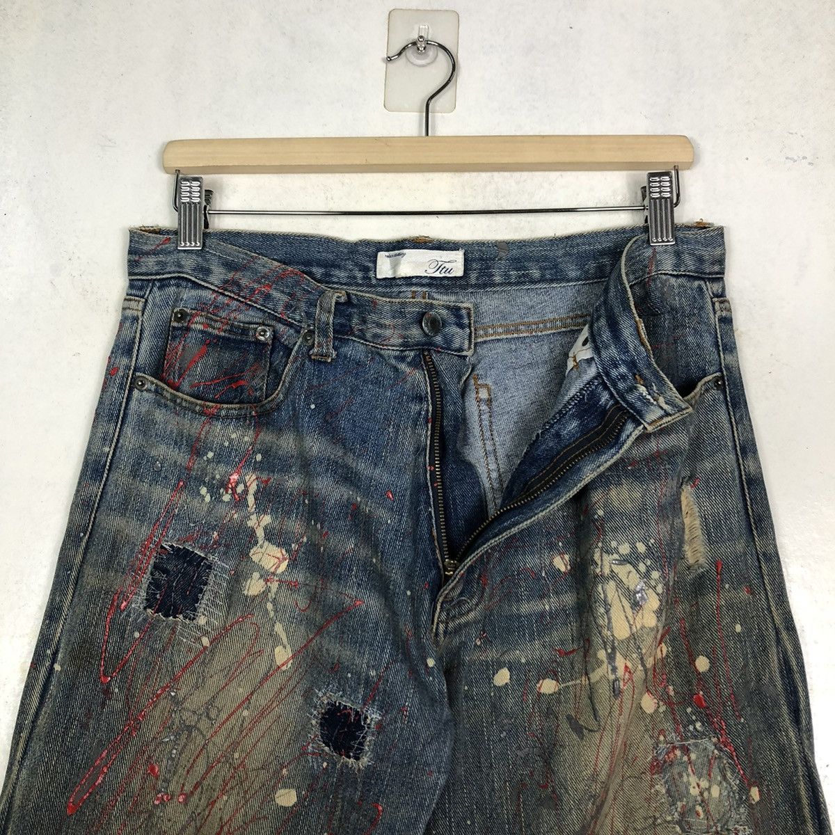 Hysteric Glamour 🔥PAINTED DENIM JEANS FLARE ITU JAPAN MADE RUSTY DESIGN Size US 30 / EU 46 - 13 Thumbnail