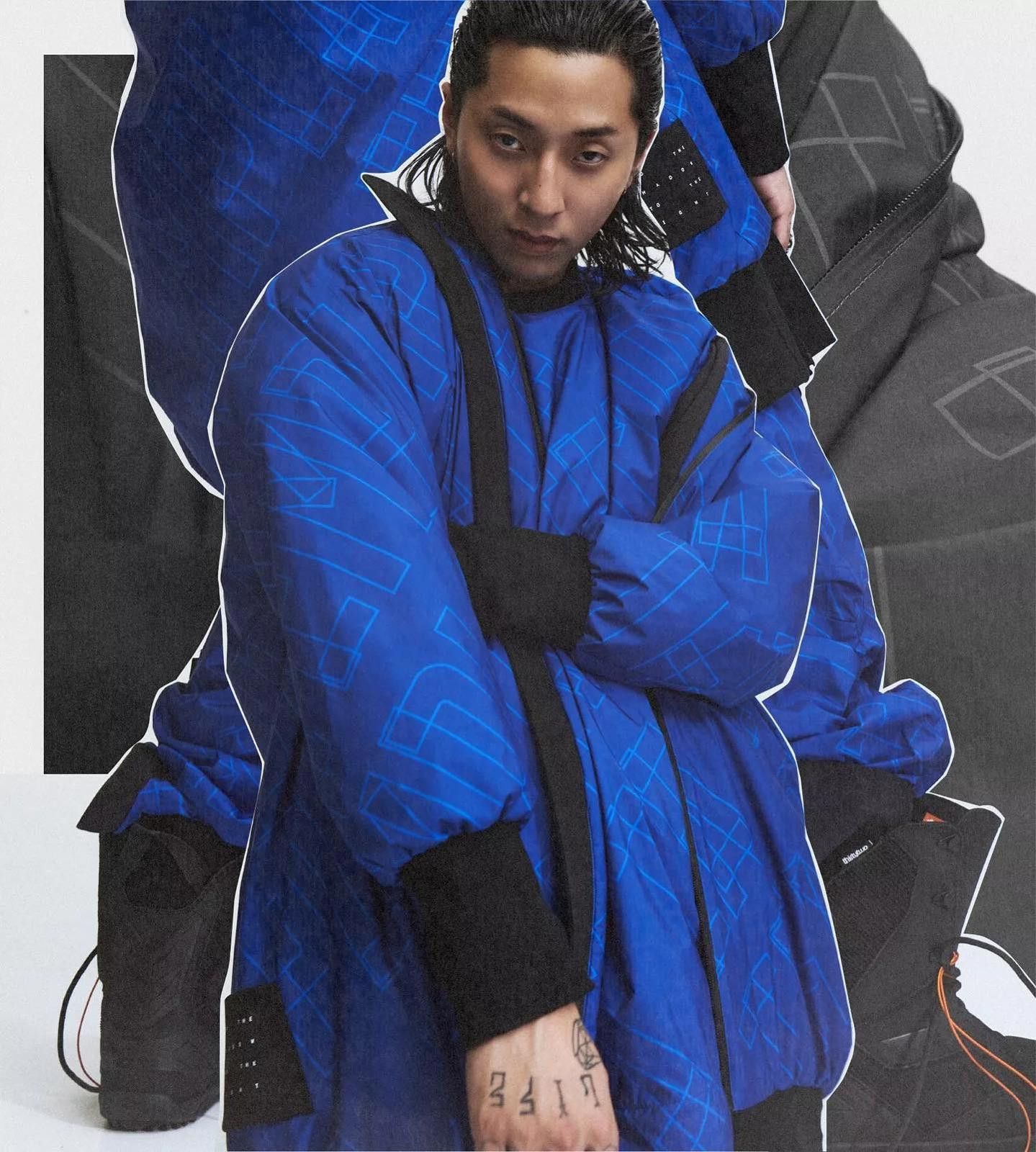 Templa Templa Blue Printed Men's Parka Size: M Size US M / EU 48-50 / 2 - 1 Thumbnail