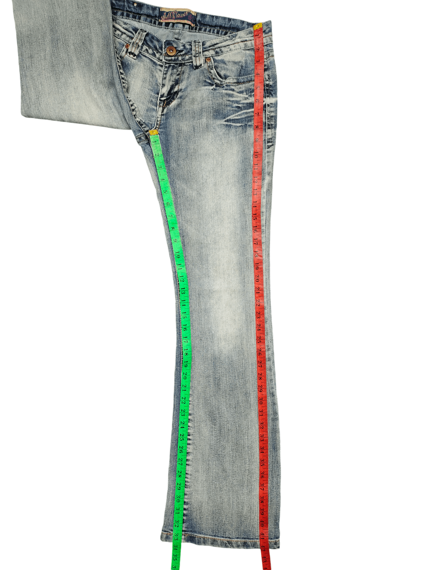If Six Was Nine Flare Jeans Wallflower Clawmark Faded Denim Bootcut Low Rise Size US 30 / EU 46 - 11 Thumbnail
