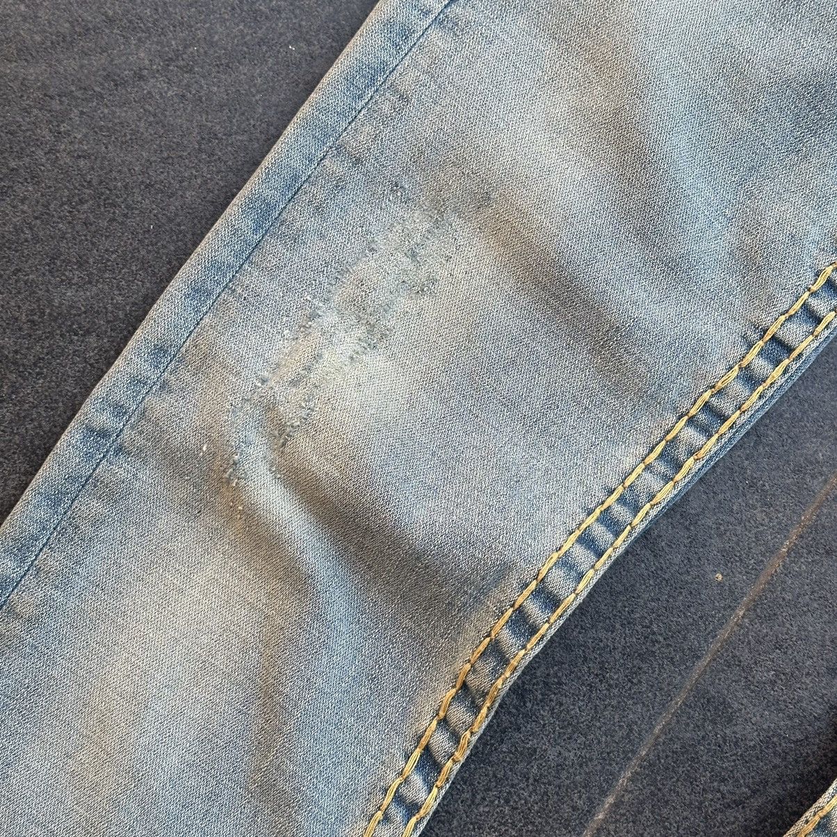 If Six Was Nine 90s True Religion Big T Distressed Denim Pants Size 29" - 4 Thumbnail