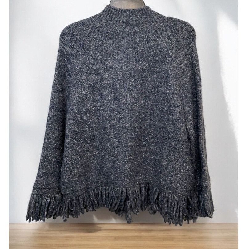 Unknown London RUBY RD BLUE Sweater Black Buttons Sz XL Soft 3/4 Fringe Size XL / US 12-14 / IT 48-50 - 2 Thumbnail