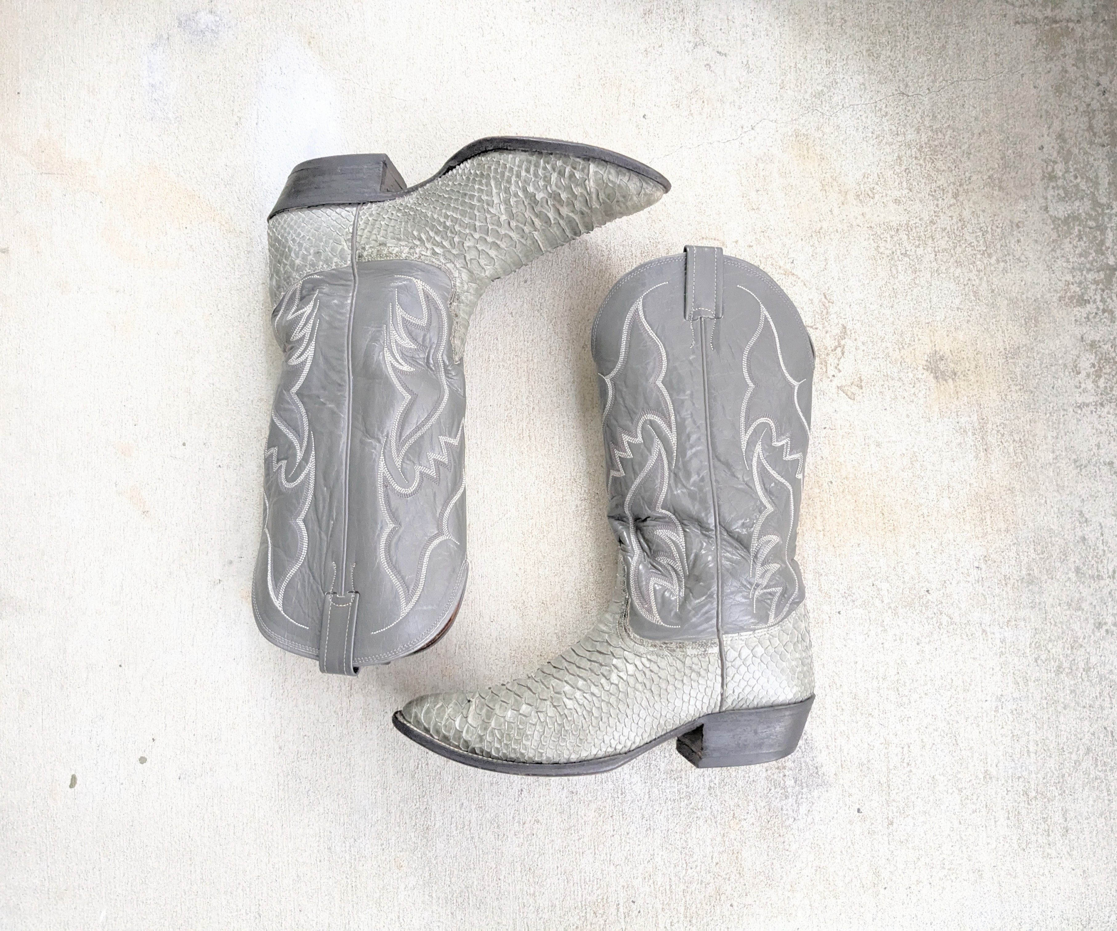 Nocona Nocona Cowboy Boots Gray 10 D Snakeskin Leather USA Size US 10 / EU 43 - 1 Thumbnail