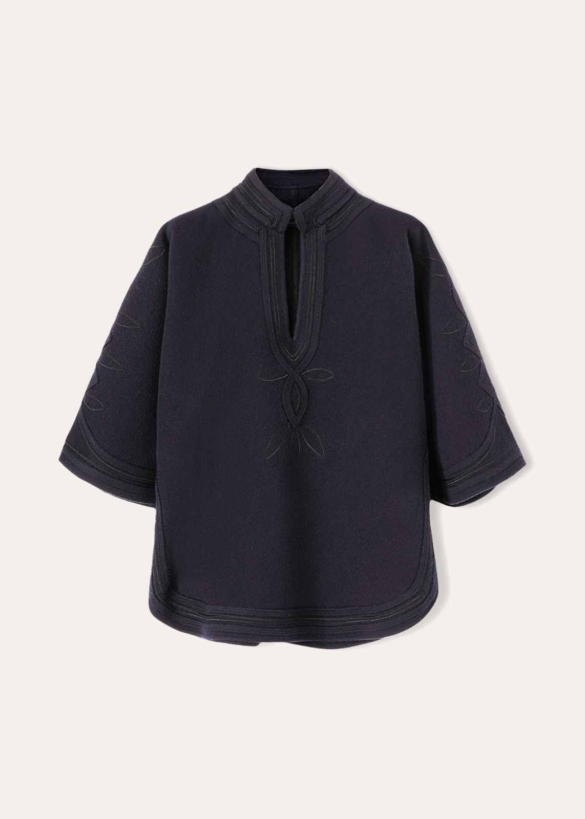 Loro Piana o1srvl11e0824 Size: OS / Lia Embroidered Cape in Dark Purple Size ONE SIZE - 1 Thumbnail