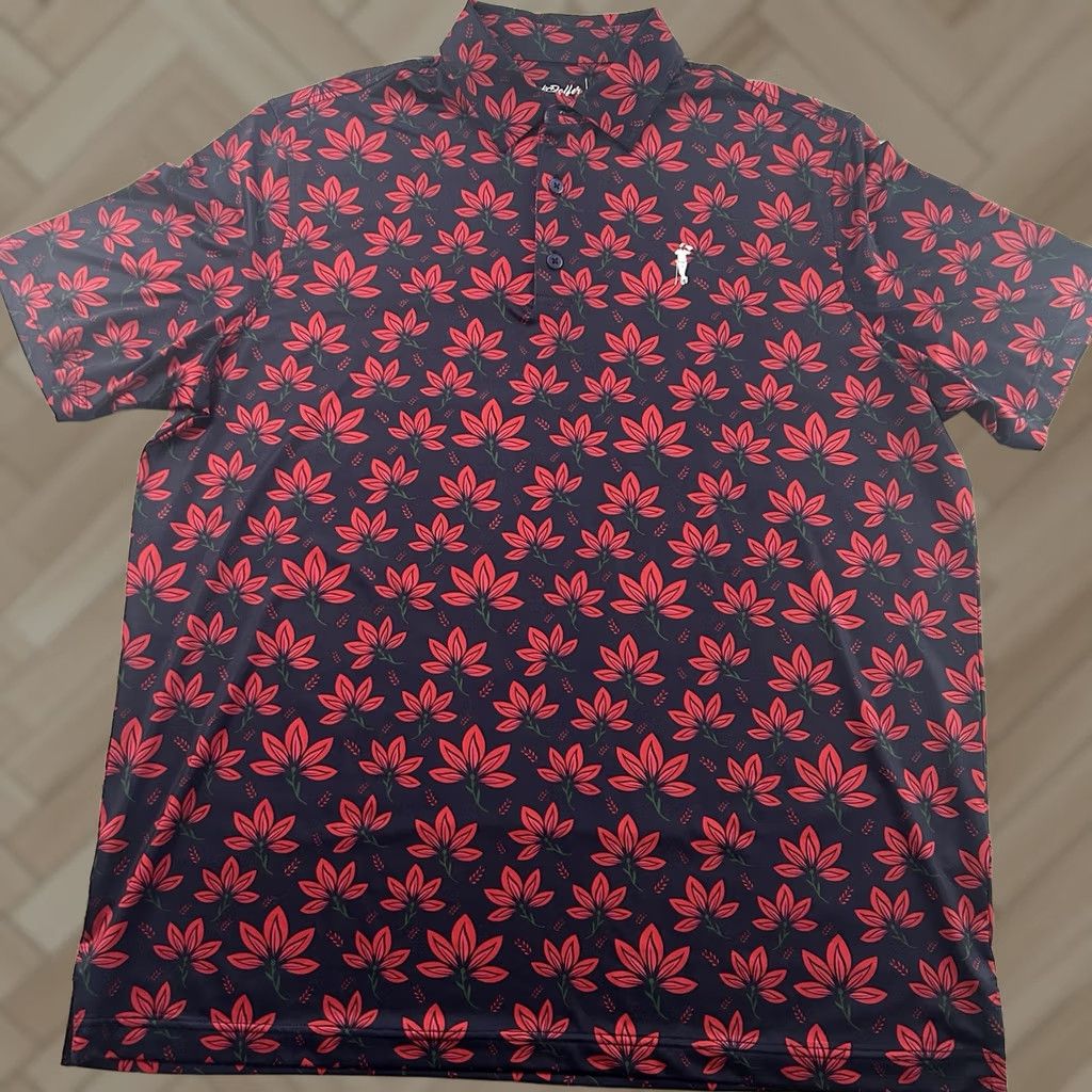 Vintage Grunk Dolfer Short Sleeve Floral Hawaiian Golf Polo Shirt Men's XL Blue Red Size US XL / EU 56 / 4 - 1 Thumbnail