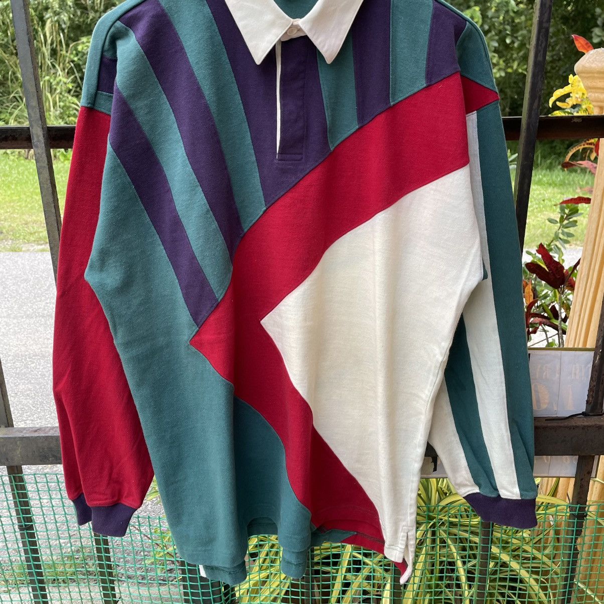 Vintage 🔥Vintage 80s Badge Multicolour Striped Polos Rugby Shirts Size US L / EU 52-54 / 3 - 5 Thumbnail
