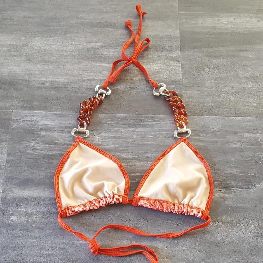 Designer Orange Snakeskin LMG Bikini Top Size ONE SIZE - 2 Thumbnail