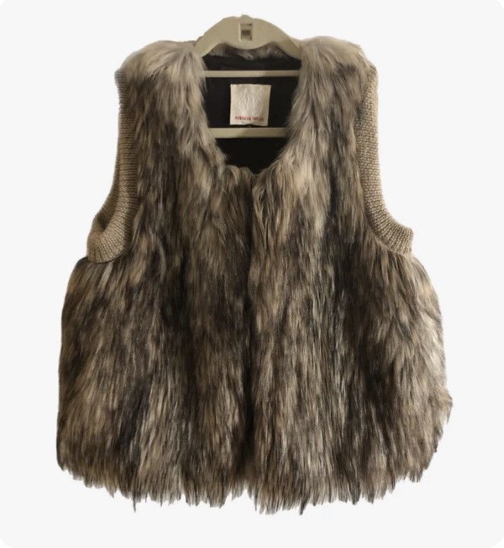 Image of Rebecca Taylor Wool Alpaca Acrylic Fur Vest With Pockets in Brown, Women's (Size XS)