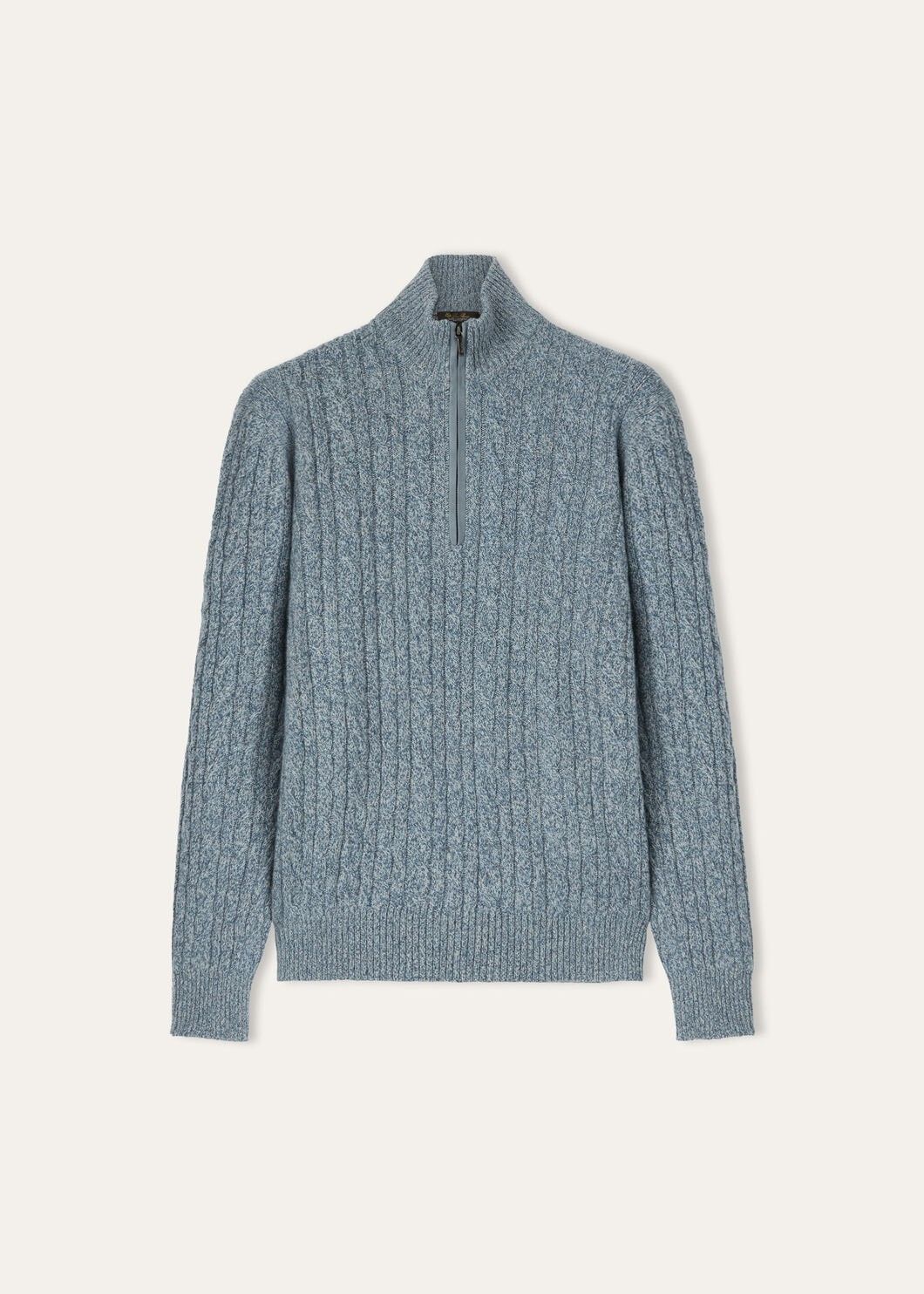 Loro Piana o1w1db10725 FAD7358 Treccia Sweater in Blue Size US M / EU 48-50 / 2 - 1 Thumbnail