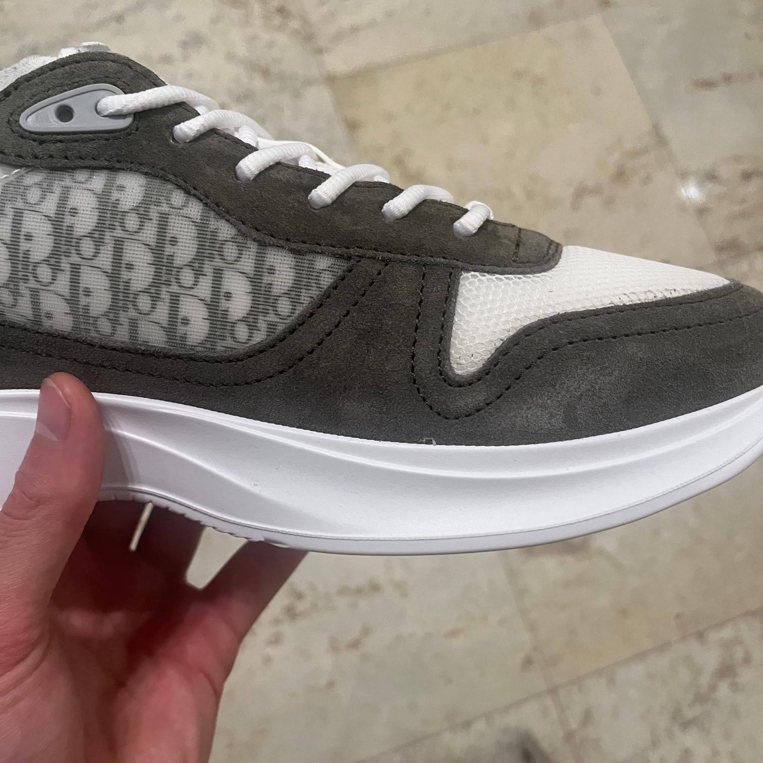 Dior o1rshd1 B25 Runner Suede Oblique Mesh Sneakers White/Green Size US 11 / EU 44 - 6 Thumbnail