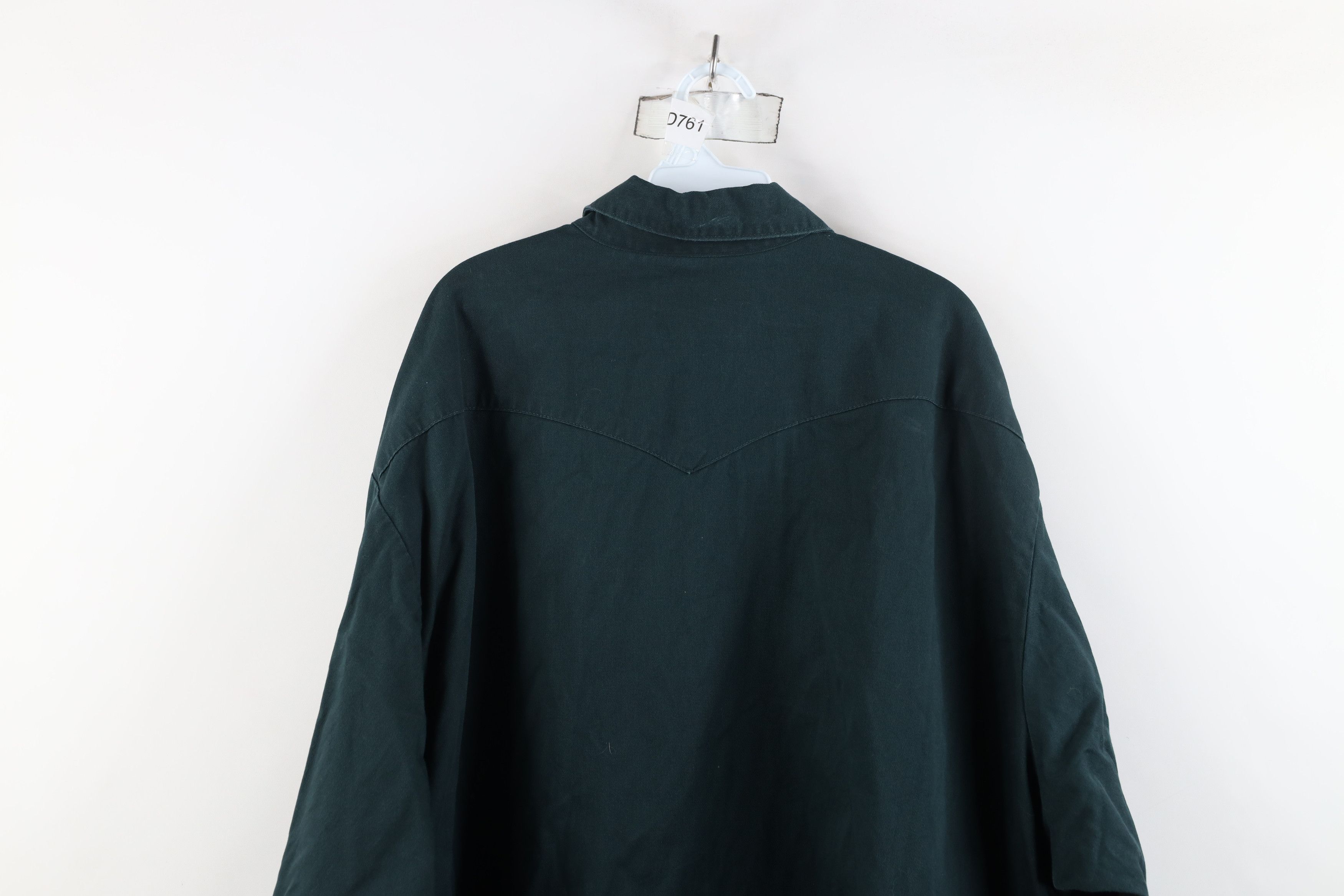 Vintage × Wrangler Vintage 90s Wrangler Heavyweight Button Shirt Dark Green Size US XXL / EU 58 / 5 - 12 Thumbnail