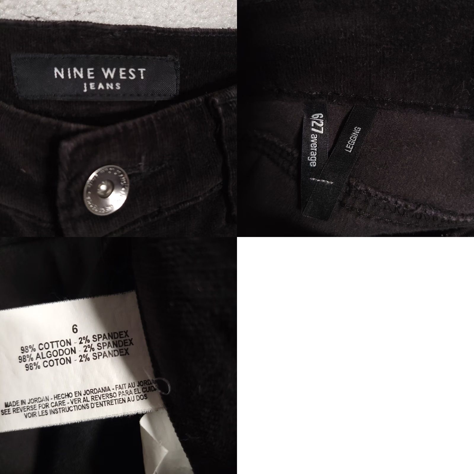Nine West Nine West Corduroy Pants Jegging Cotton Stretch Straight Leg Women's 6 Black Size 28" / US 6 / IT 42 - 9 Thumbnail