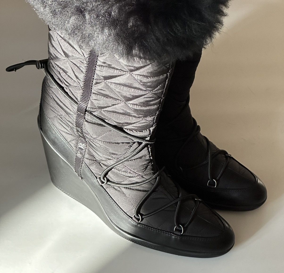 Prada *sz39.5* PRADA 2004 Fur Wedge Padded Boots Vintage rap shoes Size US 9.5 / IT 39.5 - 8 Thumbnail