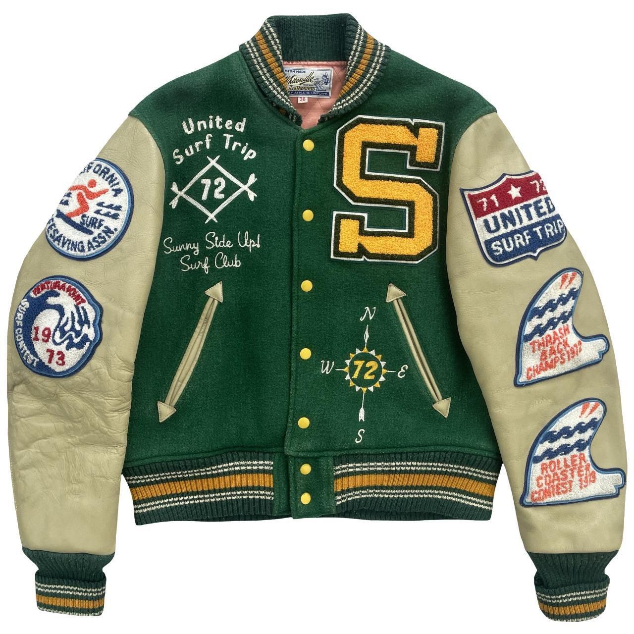image of Whitesville Varsity Jacket in Green, Men's (Size Medium)